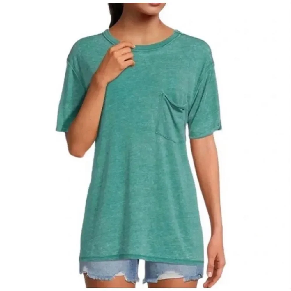 Free People X We The Free Vella Pocket Oversized Tee cypress green XL NEW